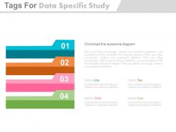 Apt four tags for data specific study and analysis flat powerpoint design