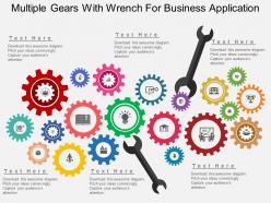 Apt multiple gears with wrench for business application flat powerpoint design