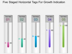 Aq five staged horizontal tags for growth indication powerpoint template