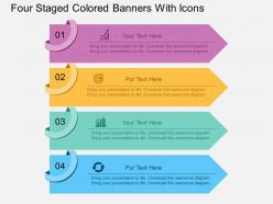Aq four staged colored banners with icons flat powerpoint design
