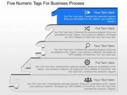 Ar five numeric tags for business process powerpoint template slide