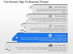 Ar five numeric tags for business process powerpoint template slide
