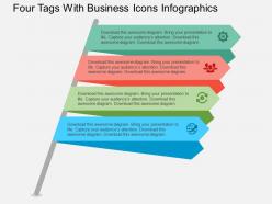 Ar four tags with business icons infographics flat powerpoint design