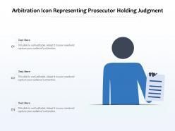 Arbitration icon representing prosecutor holding judgment