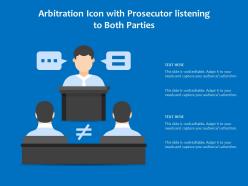 Arbitration icon with prosecutor listening to both parties