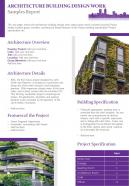 Architecture building design work samples report presentation report infographic ppt pdf document