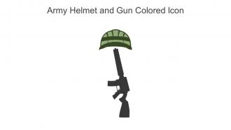 Army Helmet And Gun Colored Icon In Powerpoint Pptx Png And Editable Eps Format