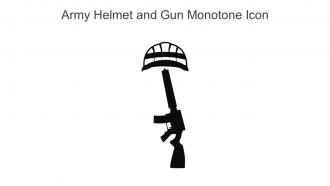 Army Helmet And Gun Monotone Icon In Powerpoint Pptx Png And Editable Eps Format