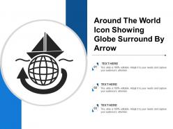 Around the world icon showing globe surround by arrow