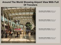 Around the world showing airport view with full of travelers