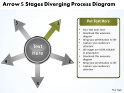 Arrow 5 stages diverging process diagram circular flow network powerpoint slides
