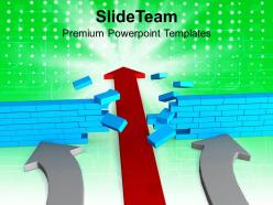 Arrow breaking wall solution concept powerpoint templates ppt themes and graphics 0213