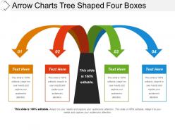 Arrow charts tree shaped four boxes