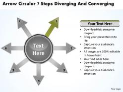 Arrow circular 7 steps diverging and converging arrows network software powerpoint templates