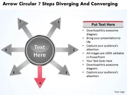 Arrow circular 7 steps diverging and converging arrows network software powerpoint templates