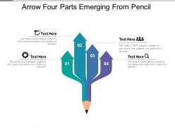 Arrow four parts emerging from pencil