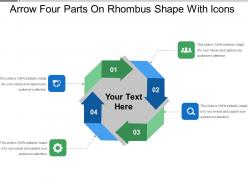 Arrow four parts on rhombus shape with icons
