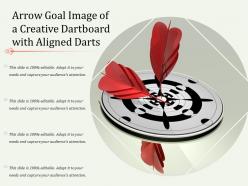Arrow goal image of a creative dartboard with aligned darts