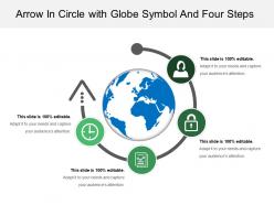 Arrow in circle with globe symbol and three steps