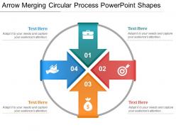 Arrow merging circular process powerpoint shapes
