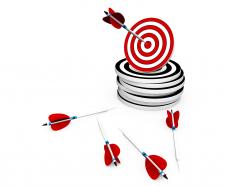 Arrow on target success concept stock photo