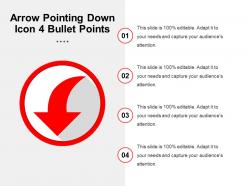 Arrow pointing down icon 4 bullet points