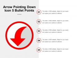 Arrow pointing down icon 5 bullet points