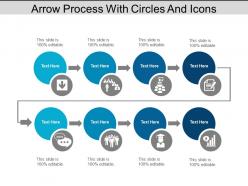 Arrow process with circles and icons
