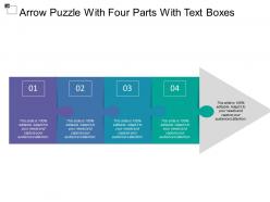 Arrow puzzle with four parts with text boxes