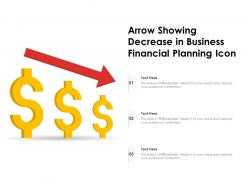 Arrow showing decrease in business financial planning icon
