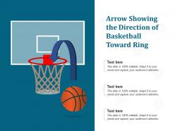 Arrow showing the direction of basketball toward ring