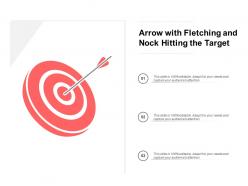 Arrow with fletching and nock hitting the target