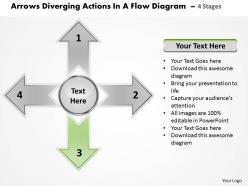 Arrows diverging actions flow diagram 4 stages processs and powerpoint templates