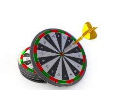Arrows hitting the center of target success business concept stock photo