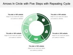 Arrows in circle with five steps with repeating cycle