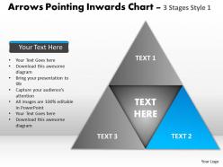 Arrows pointing inwards chart 3 stages style 1 powerpoint templates