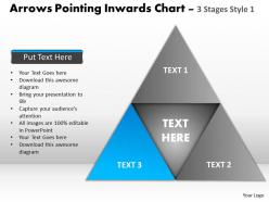Arrows pointing inwards chart 3 stages style 1 powerpoint templates