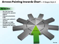 Arrows pointing inwards chart 9 stages style 3 powerpoint templates