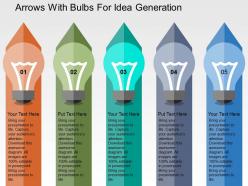 Arrows with bulbs for idea generation flat powerpoint design