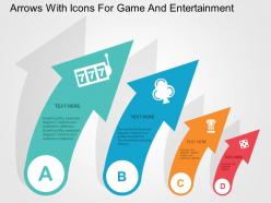 Arrows with icons for game and entertainment flat powerpoint design