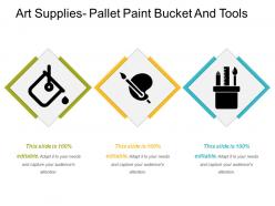 Art supplies pallet paint bucket and tools
