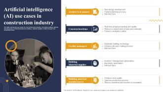Artificial Intelligence AI Use Cases In Construction Industry Report For Global Construction Market