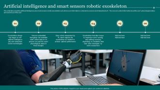 Artificial Intelligence And Smart Sensors Robotic Exoskeleton Exoskeleton IT Ppt Background