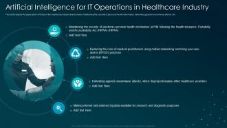 Artificial intelligence for IT operations in healthcare industry ppt information