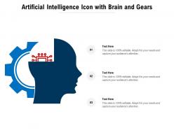 Artificial intelligence icon with brain and gears