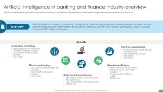 Artificial Intelligence In Banking And Finance Industry Overview Digital Transformation In Banking DT SS