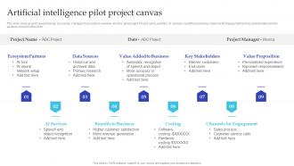 Artificial Intelligence Playbook For Business Artificial Intelligence Pilot Project Canvas