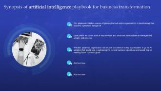Artificial Intelligence Playbook For Business Transformation Powerpoint Presentation Slides