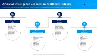 Artificial Intelligence Use Cases In Healthcare Industry