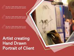 Artist creating hand drawn portrait of client